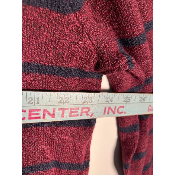 Men Nautica New Burgandy With Navy Blue Stripe Crewneck Sweater SZ XL - Picture 5 of 7